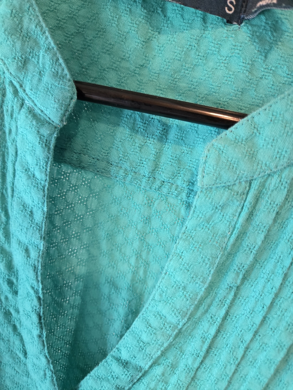 Bright Teal Button-Front Women’s Top - Picture 7 of 7